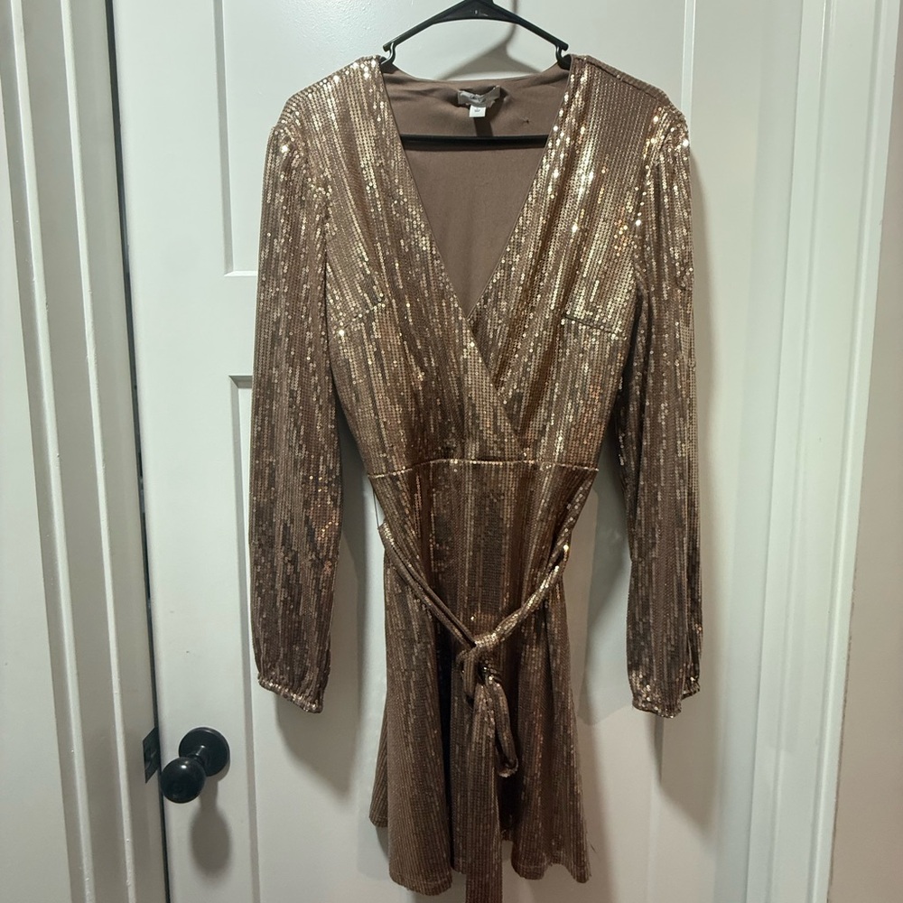 Nine West Gold Sequin Mini Dress